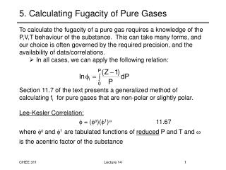 5. Calculating Fugacity of Pure Gases
