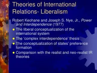 Theories of International Relations- Liberalism