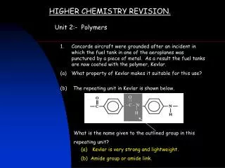 HIGHER CHEMISTRY REVISION .