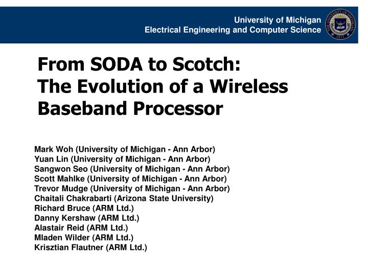 from soda to scotch the evolution of a wireless baseband processor