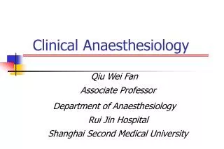 Clinical Anaesthesiology