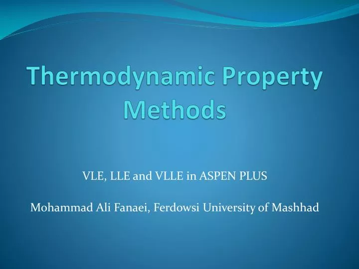 thermodynamic property methods