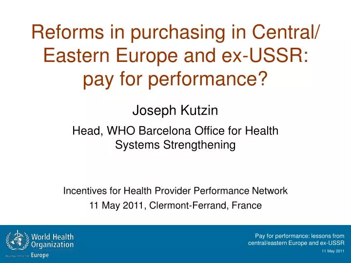 reforms in purchasing in central eastern europe and ex ussr pay for performance