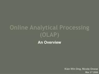 Online Analytical Processing (OLAP)