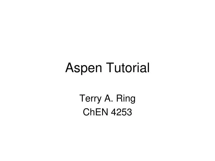 aspen tutorial