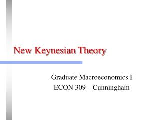 New Keynesian Theory