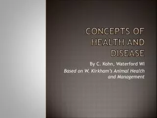 Concepts of Health and Disease