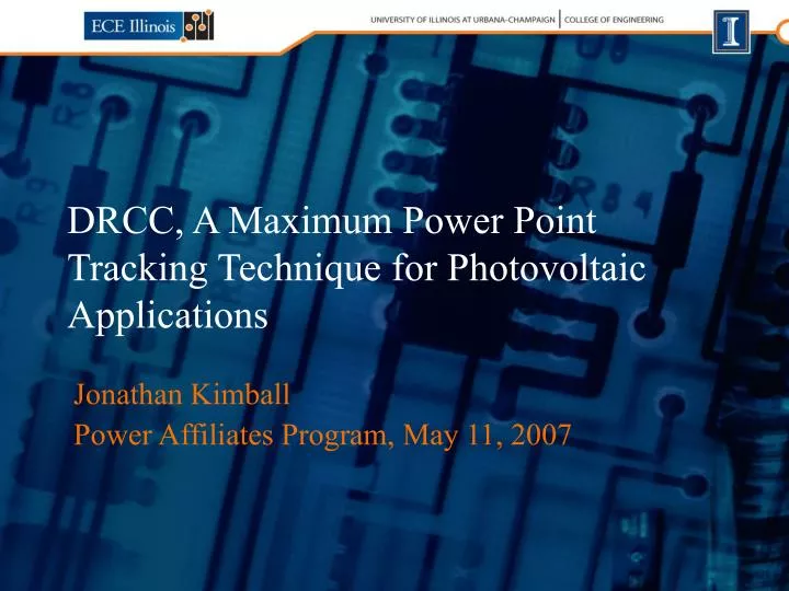 drcc a maximum power point tracking technique for photovoltaic applications
