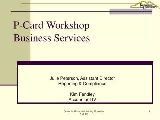 P-Card Workshop Business Services