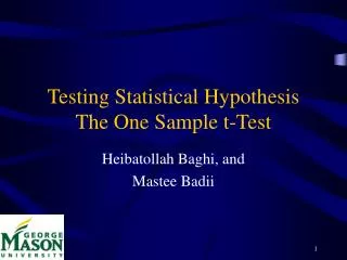 Testing Statistical Hypothesis The One Sample t-Test
