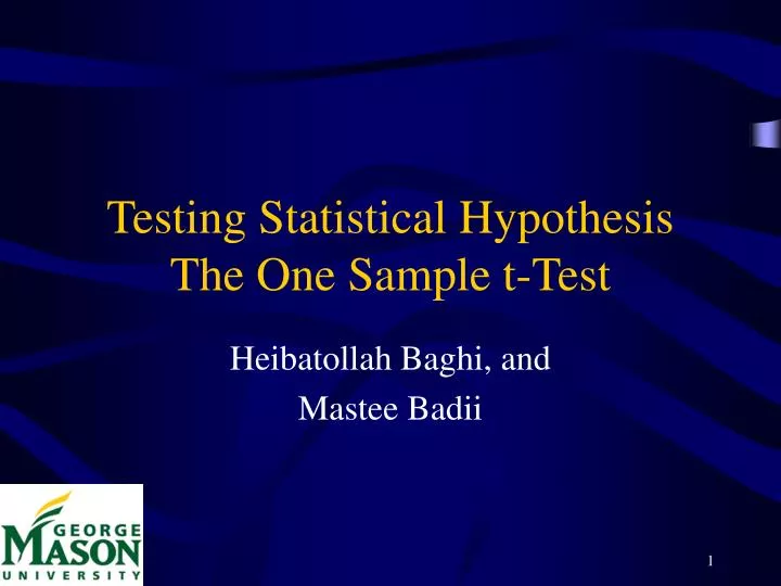 testing statistical hypothesis the one sample t test