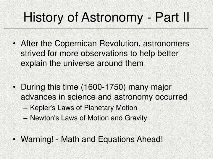 history of astronomy part ii
