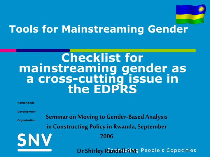 tools for mainstreaming gender