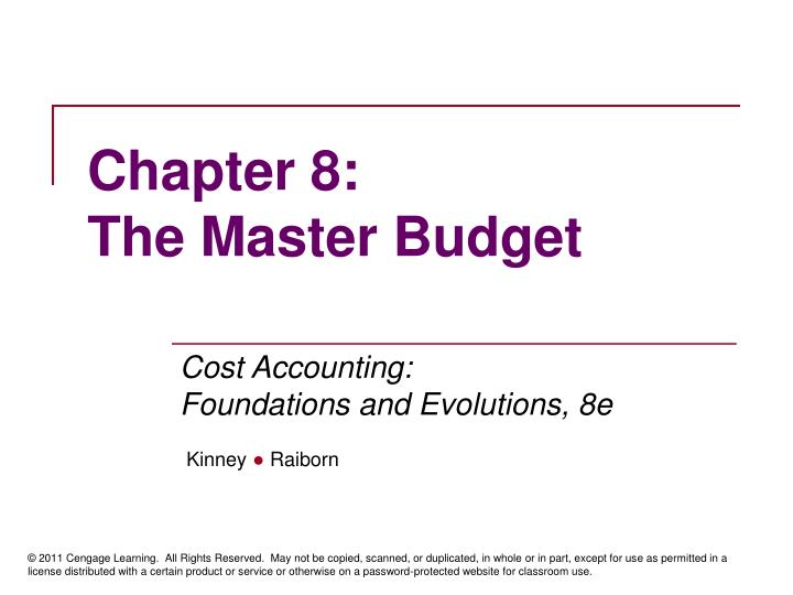 chapter 8 the master budget