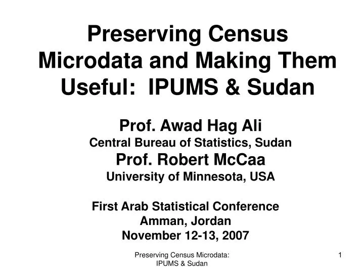 preserving census microdata and making them useful ipums sudan