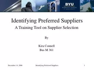 Identifying Preferred Suppliers