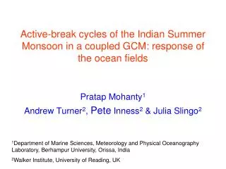 Active-break cycles of the Indian Summer Monsoon in a coupled GCM: response of the ocean fields