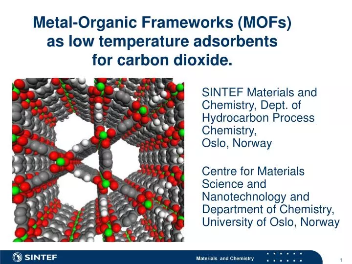 metal organic frameworks mofs as low temperature adsorbents for carbon dioxide