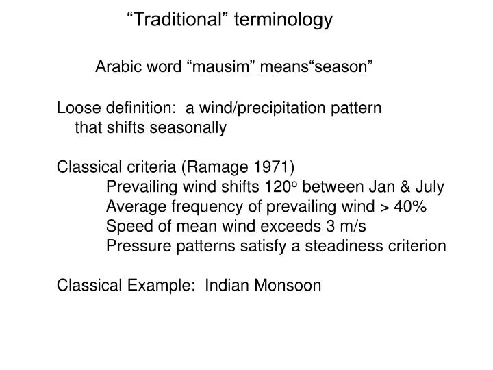 traditional terminology