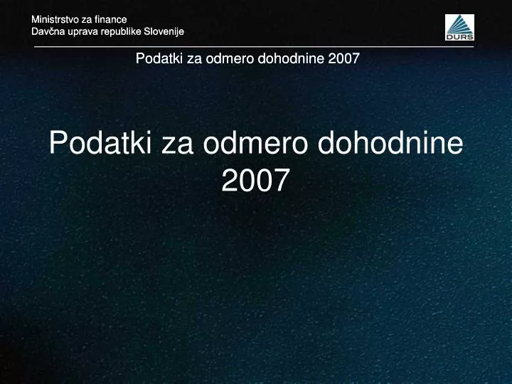 podatki za odmero dohodnine 2007