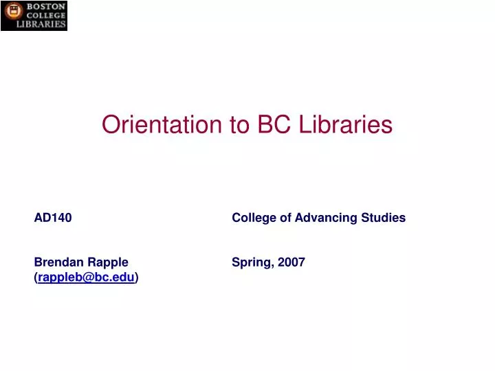 orientation to bc libraries