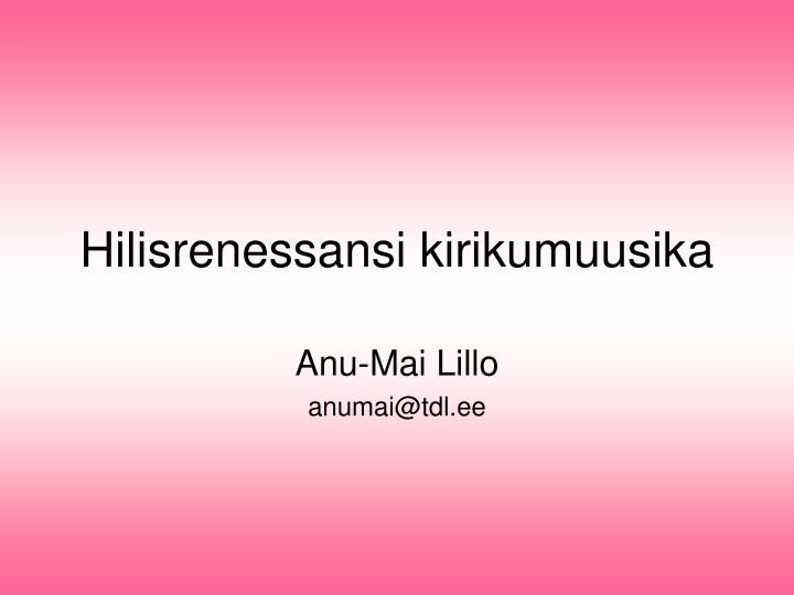 hilisrenessansi kirikumuusika