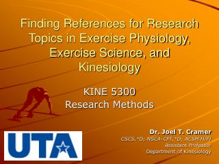 Finding References for Research Topics in Exercise Physiology, Exercise Science, and Kinesiology