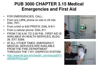 PUB 3000 CHAPTER 3.15 Medical Emergencies and First Aid