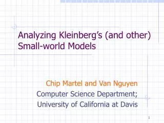 Analyzing Kleinberg’s (and other) Small-world Models
