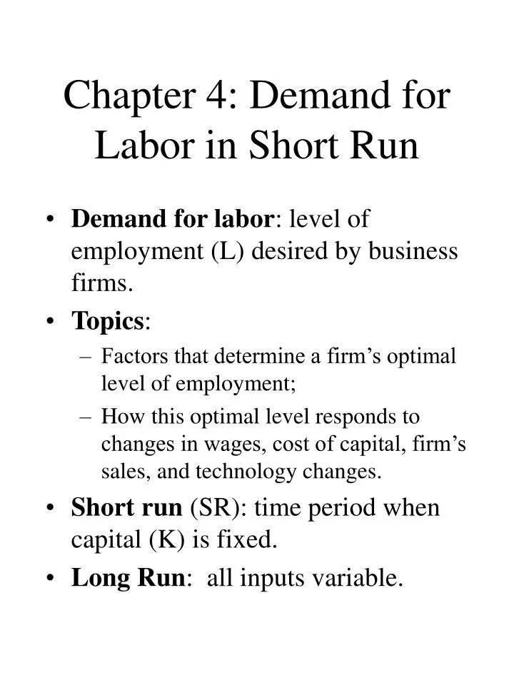 chapter 4 demand for labor in short run