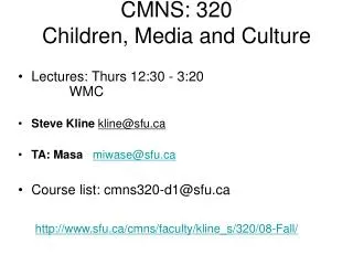 CMNS: 320 Children, Media and Culture