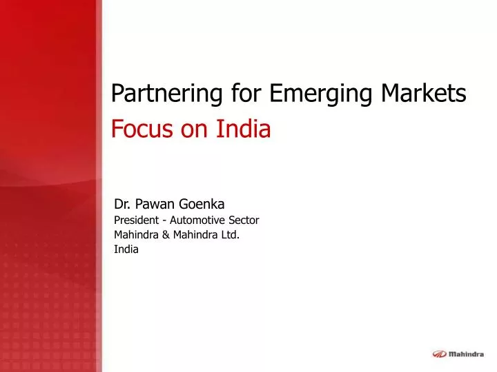 partnering for emerging markets focus on india