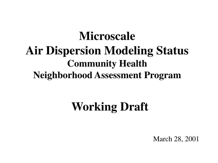 microscale air dispersion modeling status community health neighborhood assessment program