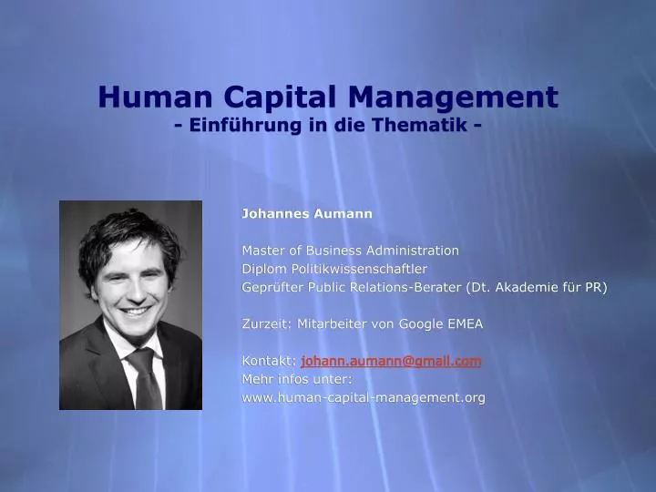 human capital management einf hrung in die thematik