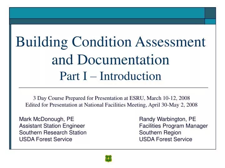 building condition assessment and documentation part i introduction