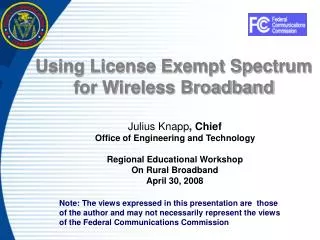 Using License Exempt Spectrum for Wireless Broadband