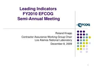 Leading Indicators FY2010 EFCOG Semi-Annual Meeting