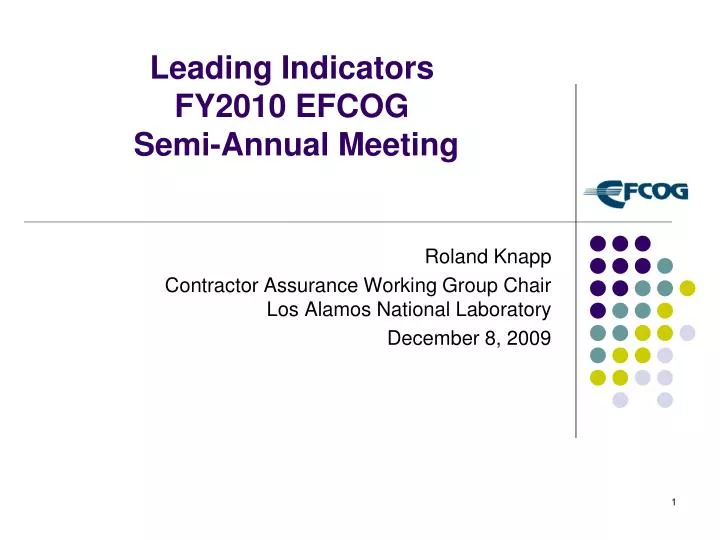leading indicators fy2010 efcog semi annual meeting