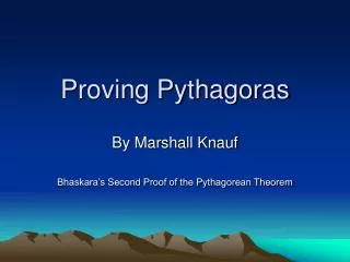 Proving Pythagoras