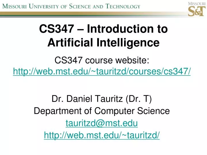 cs347 introduction to artificial intelligence