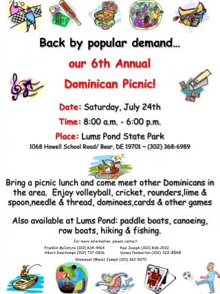 Back by popular demand… our 6th Annual Dominican Picnic!