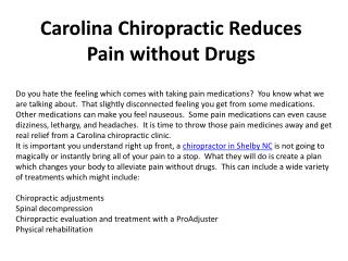Carolina Chiropractic Reduces Pain without Drugs