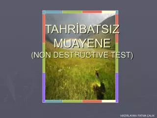 TAHRİBATSIZ MUAYENE (NON DESTRUCTIVE TEST)
