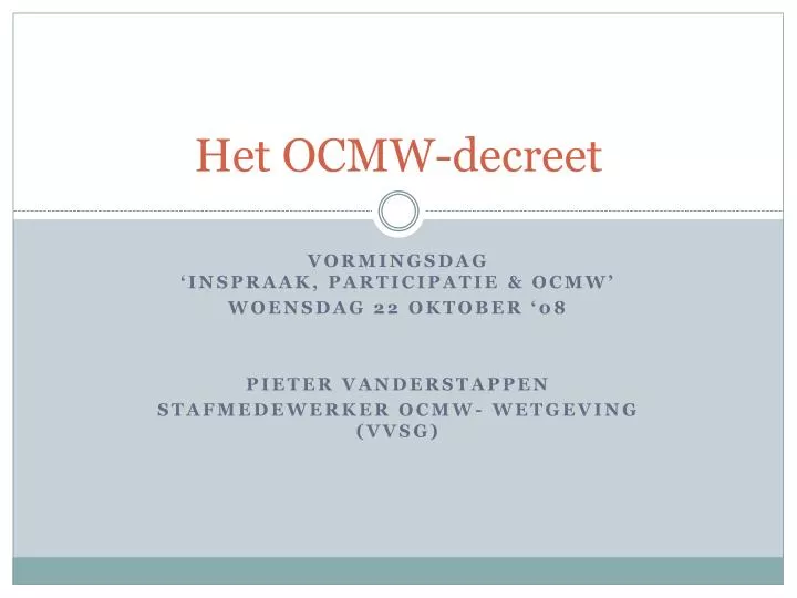 het ocmw decreet