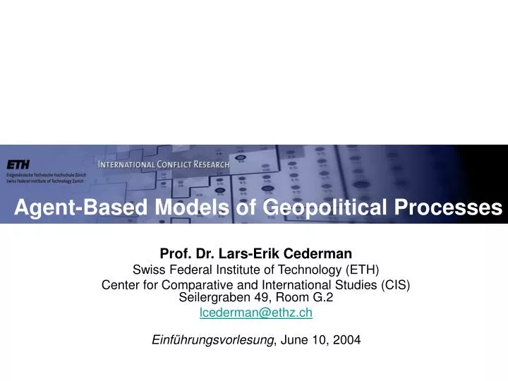 agent based models of geopolitical processes