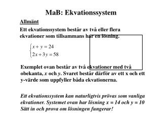 MaB: Ekvationssystem