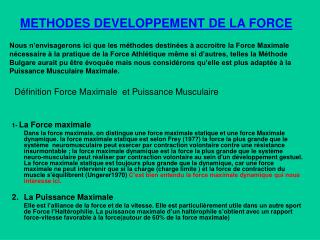 methodes developpement de la force