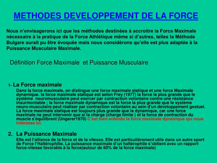 methodes developpement de la force