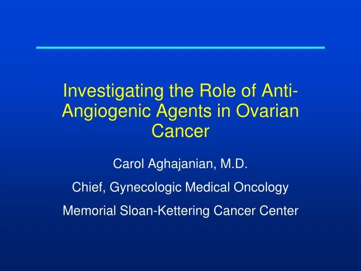 investigating the role of anti angiogenic agents in ovarian cancer