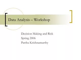 Data Analysis – Workshop